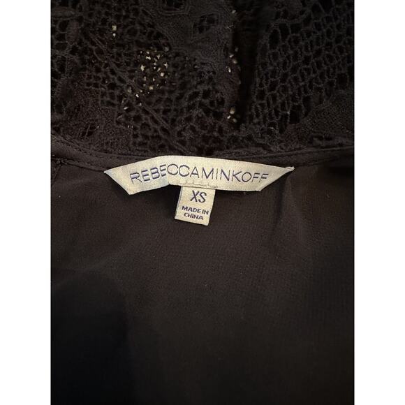 REBECCA MINKOFF Women's Black Lace Hanky Top Sz XS - Picture 7 of 10